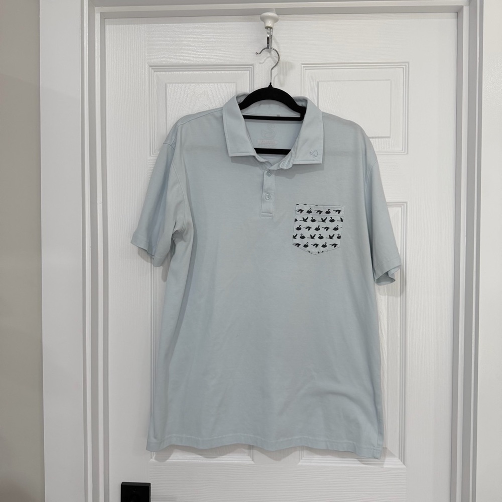 Light Blue Polo Shirt with Patterned Pocket